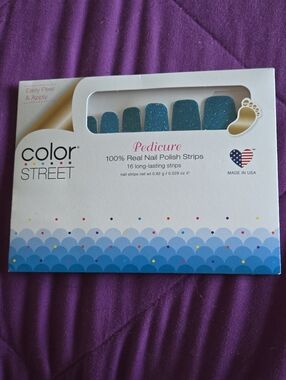 Color Street Teal Glitter Pedicure Nail Strips